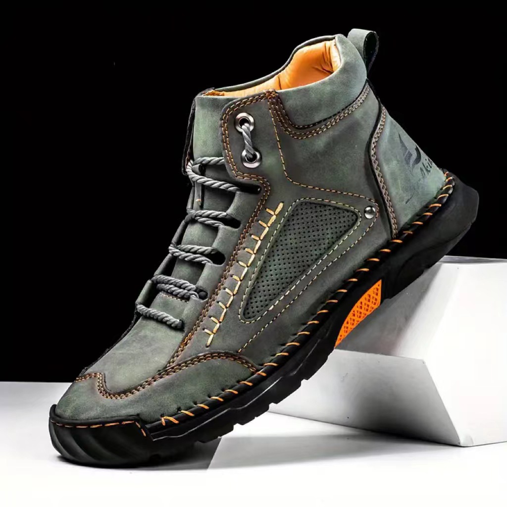 Arkget Shoes | Men's Lace Up Leather Boots Hand Stitching Casual Shoes