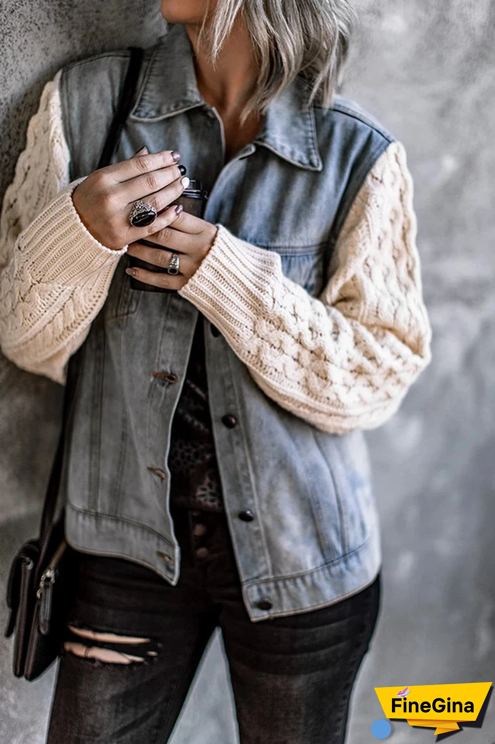 Denim Knitted Patchwork Jacket