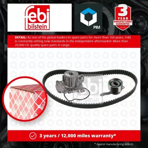 Timing Belt & Water Pump Kit fits HONDA CIVIC 1.4 95 to 01 Set 14400P1GE01 Febi Parts