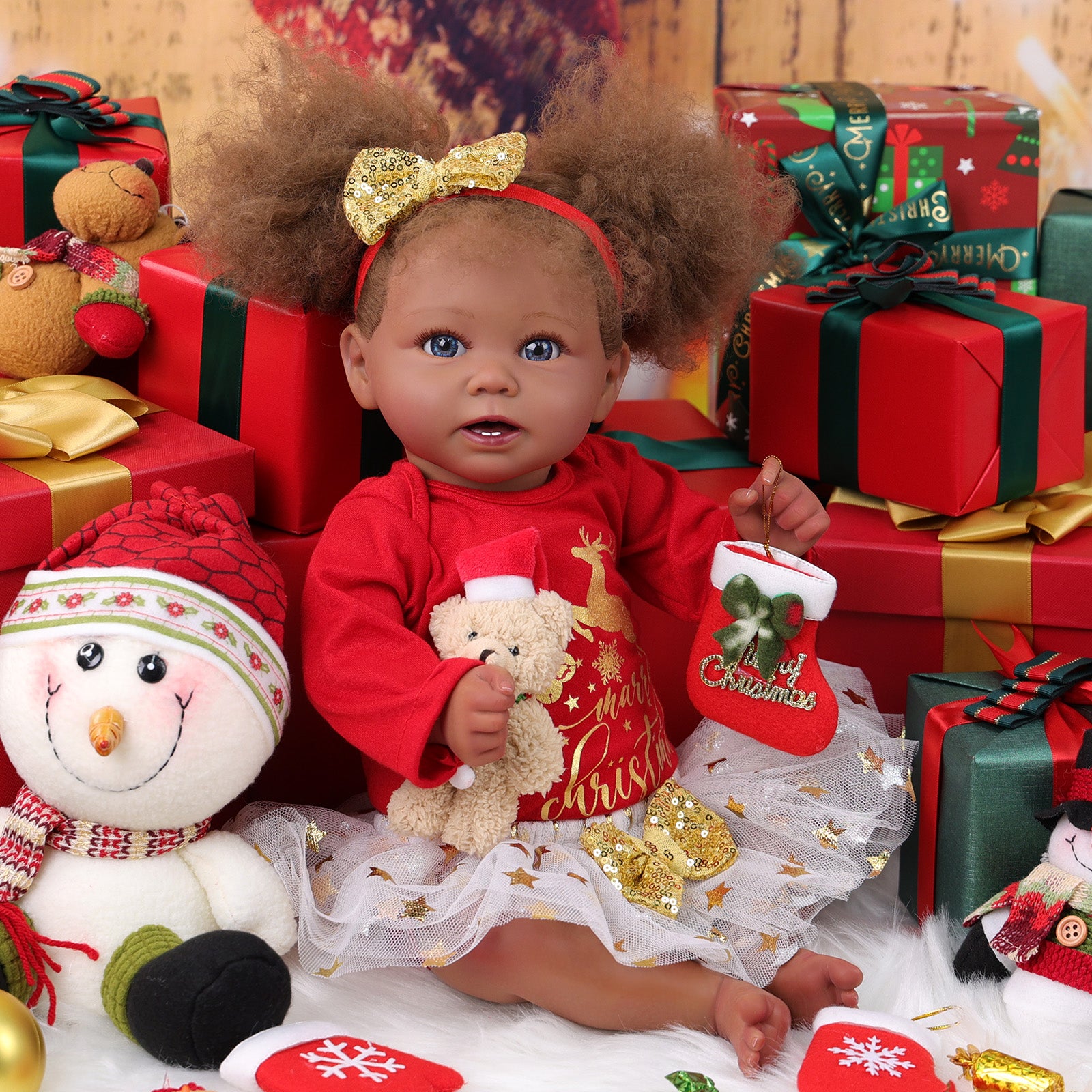 20 inches Realistic Eyes Open African American Reborn Baby Doll Girl