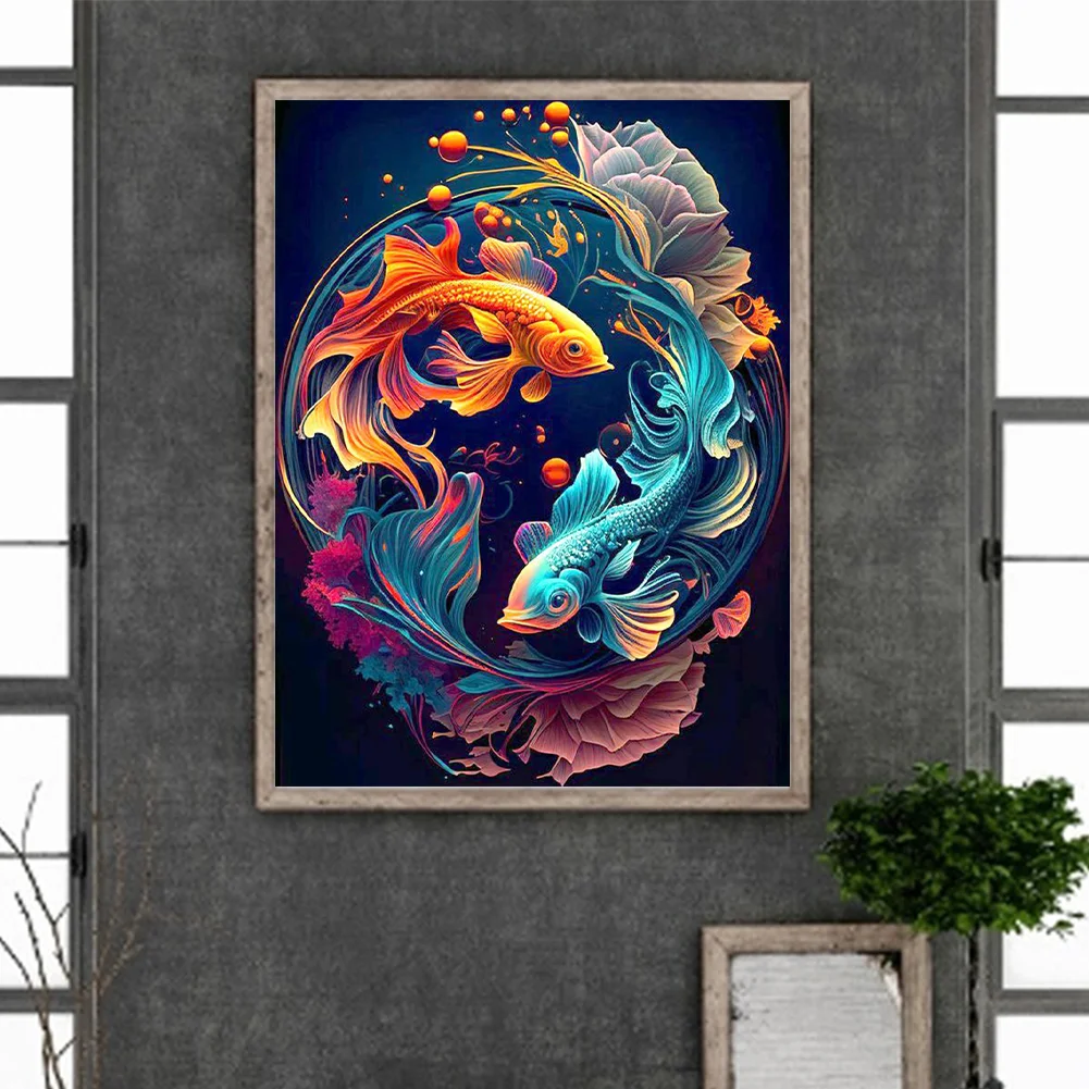 Diamond Painting - Full Round Drill - Yin Yang Fish(Canvas|30*40cm)