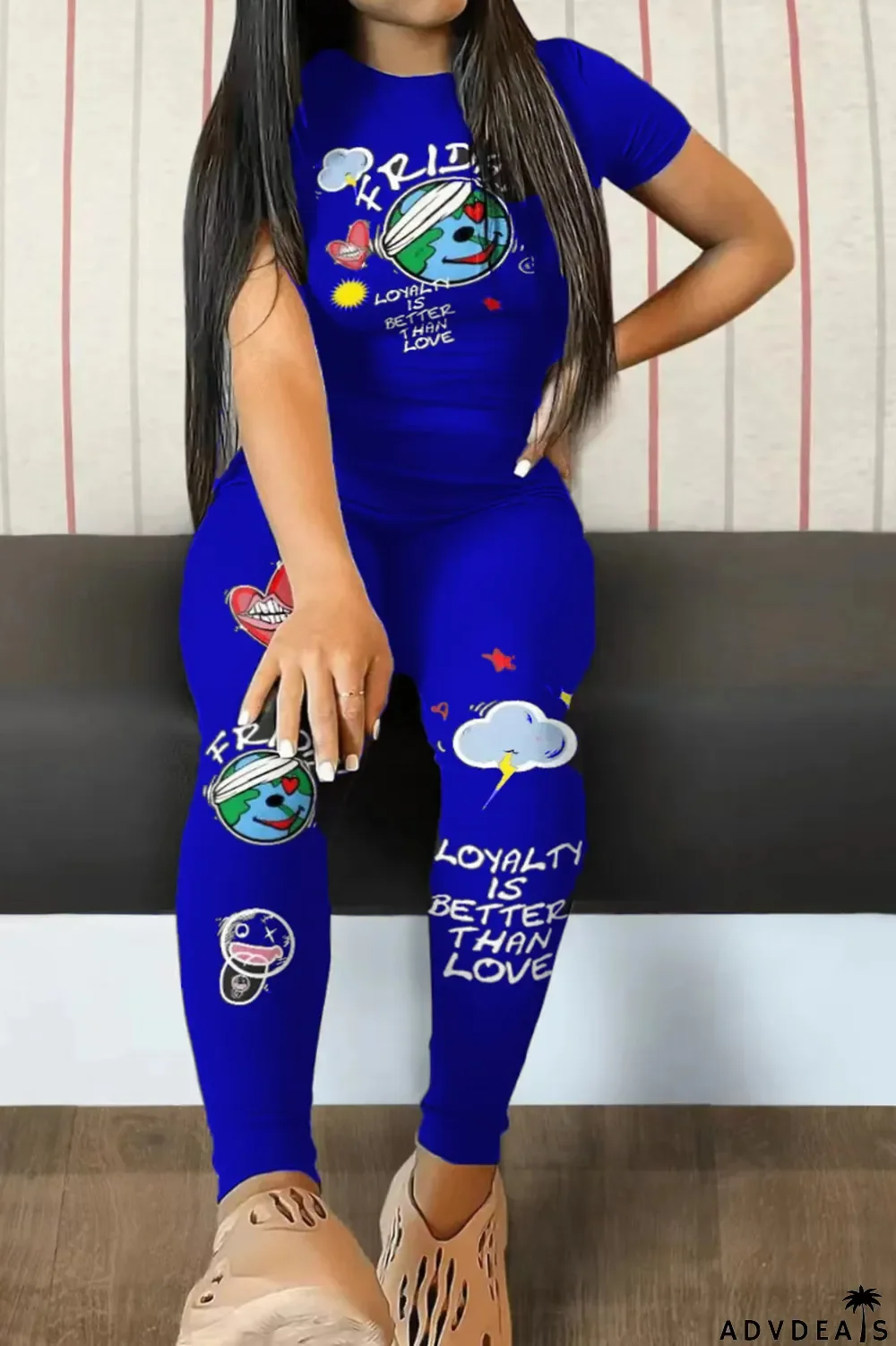 Black Red Casual Print Patchwork O Neck Plus Size Two Pieces