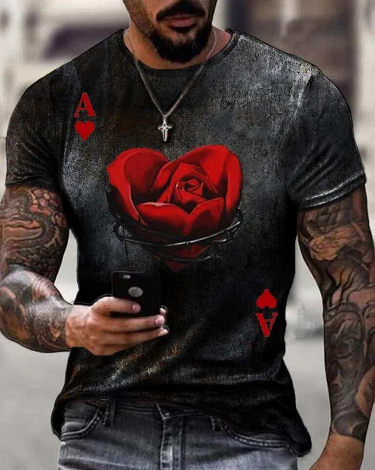 Men's T-Shirt 3D Print Short Sleeve Casual Tops