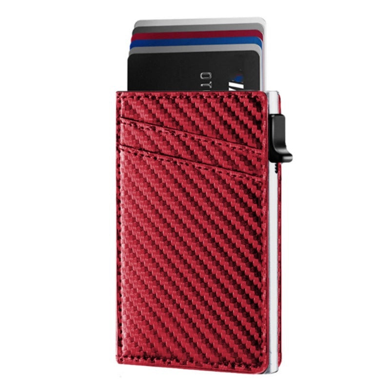 3 Pieces New Carbon Fiber Metal Men’s Wallet Large Capacity Automatic Bullet Card Credit Card Case Leather Aluminum Alloy Card Holder