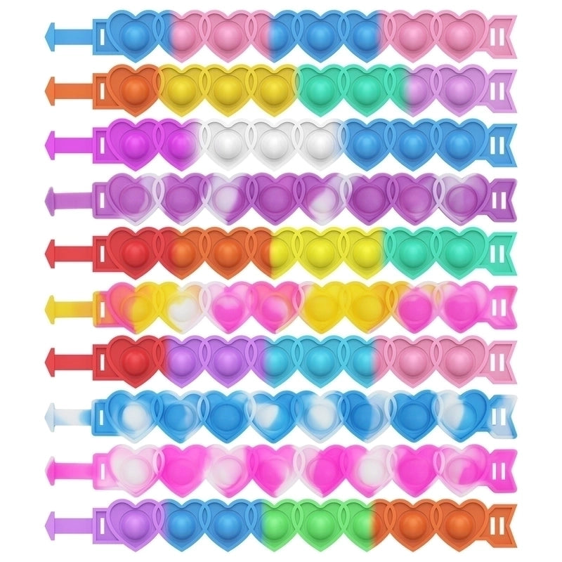 Cute Colorful Heart Silicone Squeeze Bracelet Pressure Reduction Toy