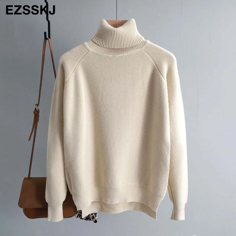 New casual thick Autumn Winter turtleneck oversize Sweater Pullover Women warm chic female loose Knitted Basic Sweaters pull