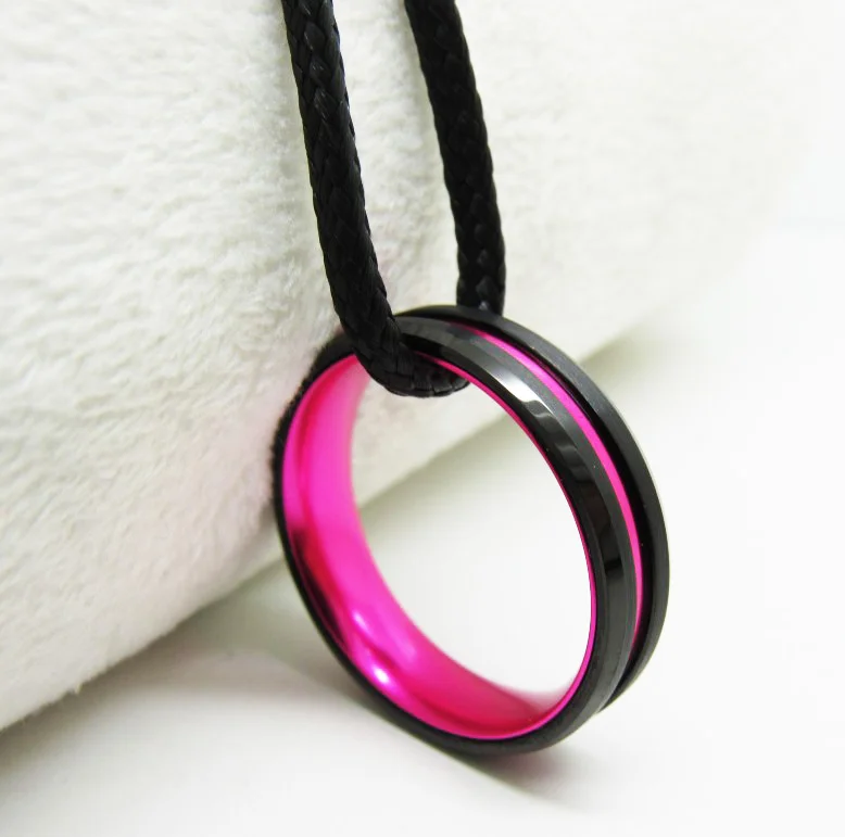 6MM 8MM Womens Tungsten Carbide Wedding Bands With Chamfered Sand Surface Black Inner Rose Red Aluminum