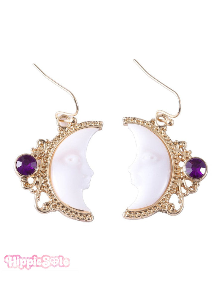 Women’s Moon Goddess Pendant And Inlaid Gemstone Earrings Gold / Onesize