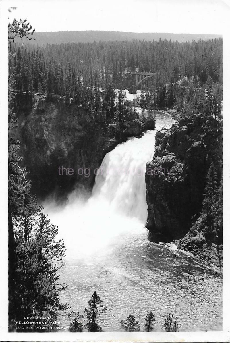 WATERFALL b + w VINTAGE FOUND Photo Poster painting Original Snapshot YELLOWSONE PARK D 02 9 ZZ