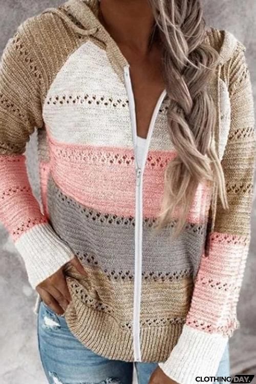 Gradient Zipper Hoodie Cardigan