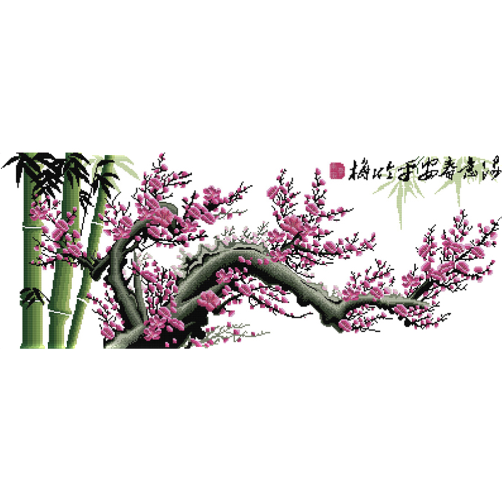 

Purple Flower Spring - 14CT Stamped Cross Stitch - 81*36CM, 501 Original