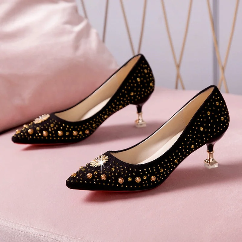 Lucyever 2020 Spring Summer Crystal Wedding Shoes Woman Pumps Sexy Ladies High Heels Fashion Party Women Thin Heels Red 5cm 7cm