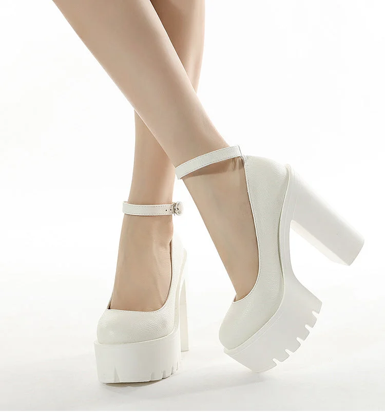  2022 New Spring And Autumn Leisure High Heels Sexy Stage Banquet Thick Heels Platform Black And White Size 35-42 Women's Shoes