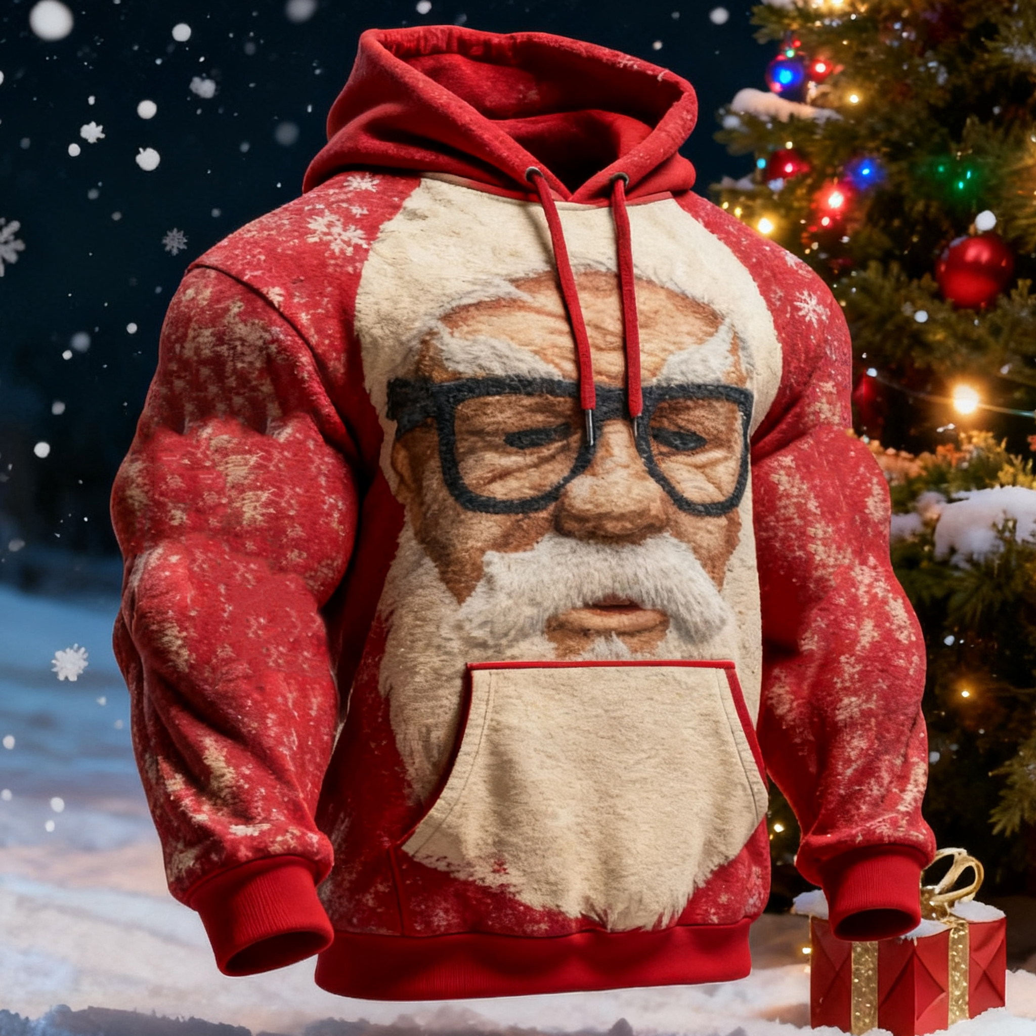 Men's Fun Melancholy Santa Claus Hoodie elevenforest