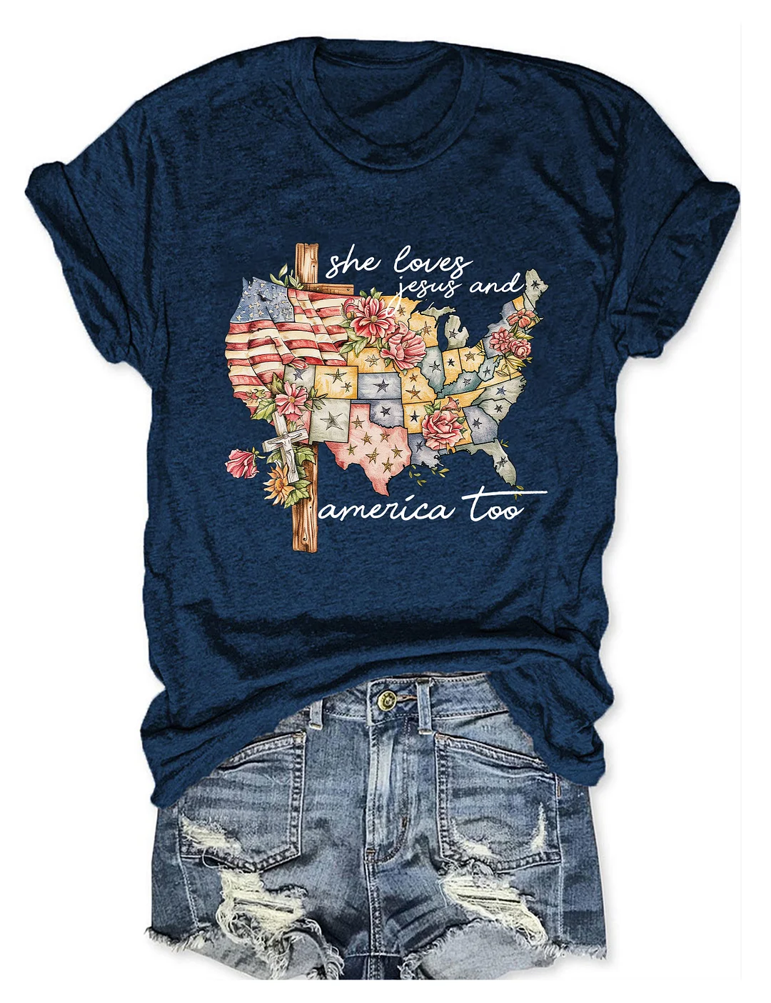 She Loves Jesus And America Too T-Shirt