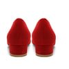 30mm/1.2 Inch Suede Low Heel Red Bottom Pointed Toe Wedding Walking Shoes