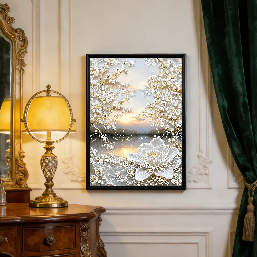 Pearl Painting Kit for Adults Lotus Sunset 11.81x15.75in
