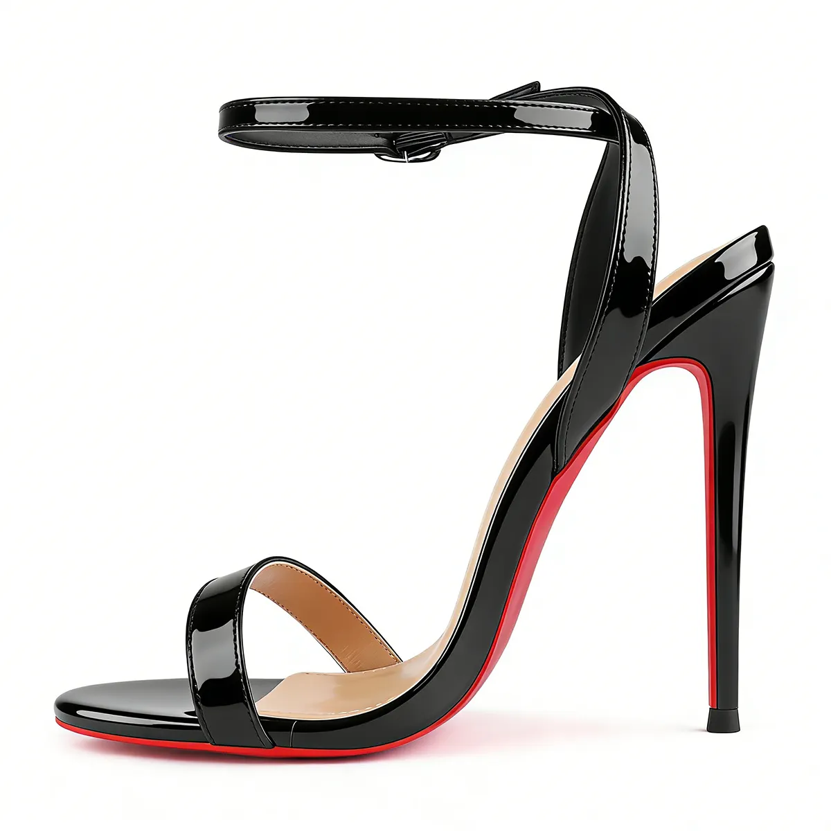 100mm/120mm Women's Sandals Round Open Toe Red Bottom Ankle Straps Pumps