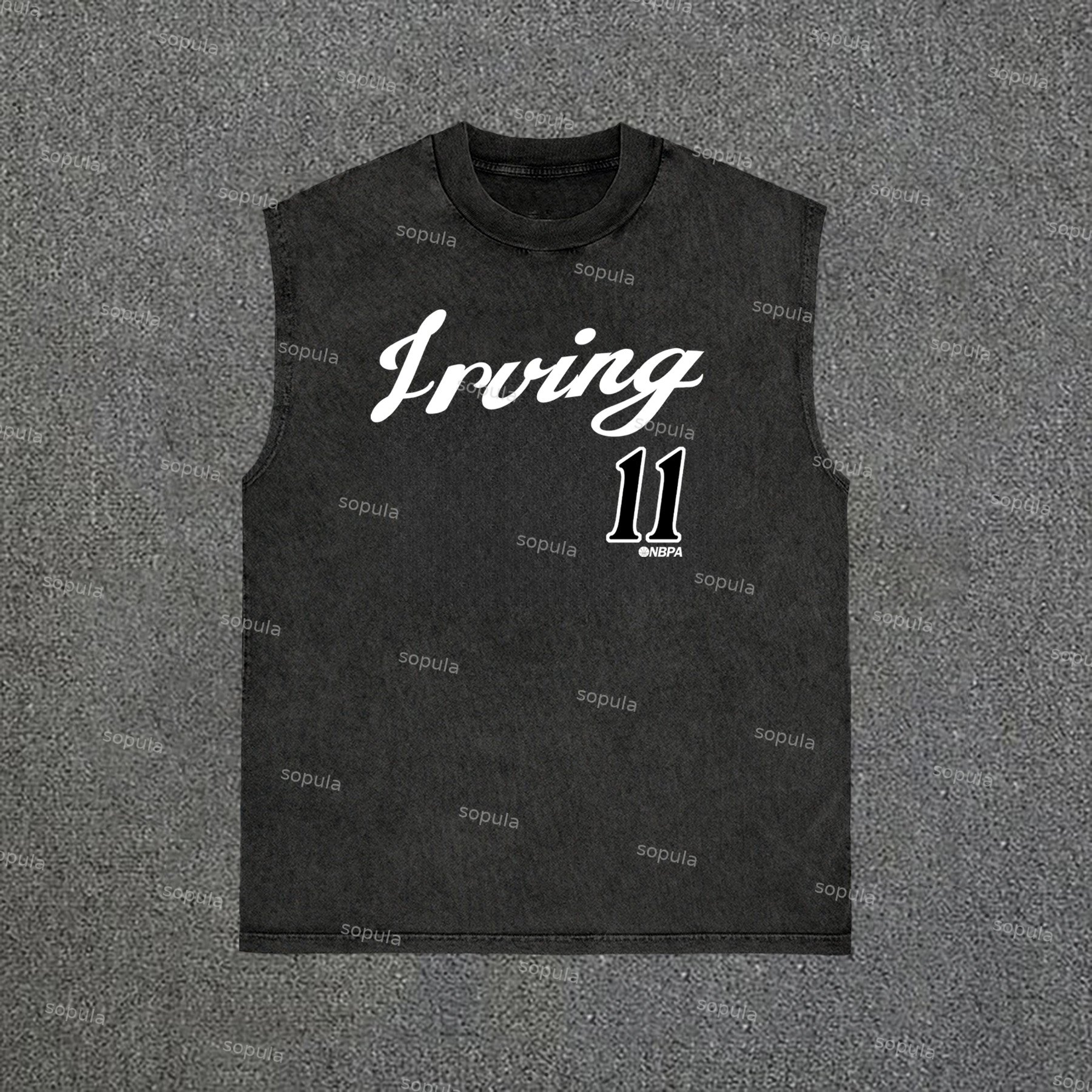 Sopula 500 Level Kyrie Irving Script Graphic Print Vintage Wash Sleeveless Tank Top - SOPULA