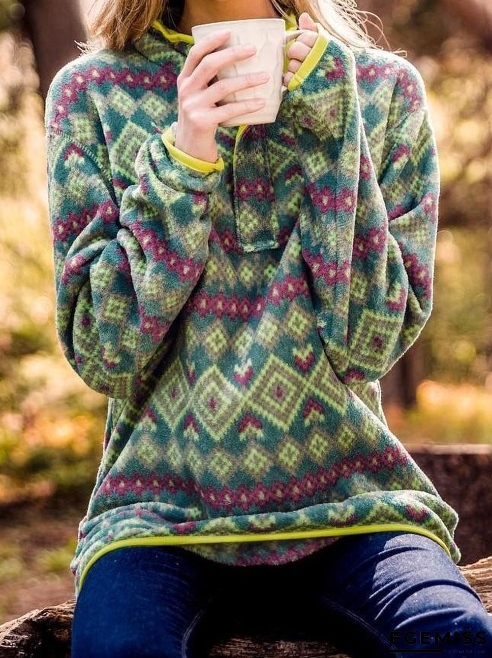 Boho Aztec Western Pullover Top | EGEMISS