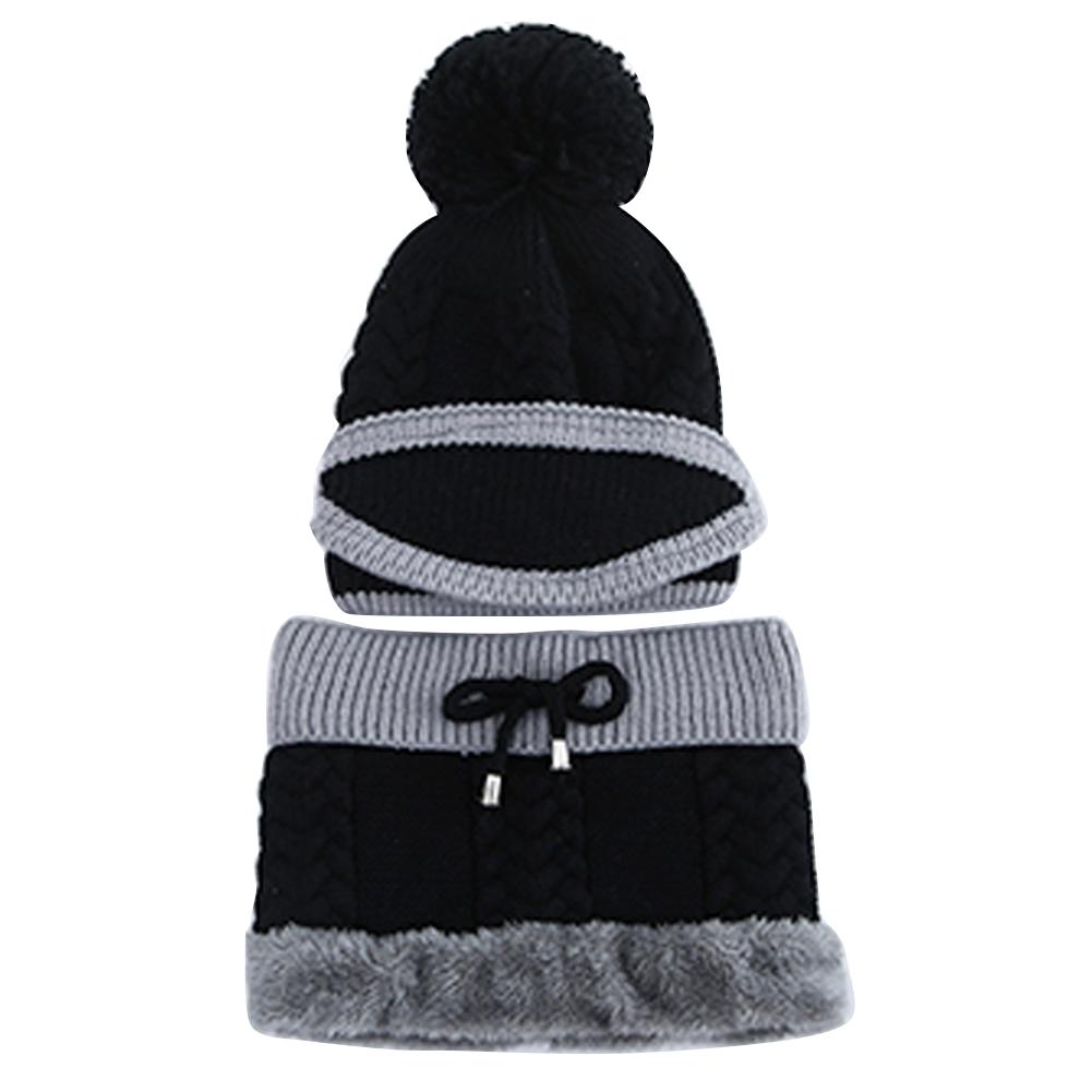 

3pcs Winter Hat Scarf Set for Women Pompoms Beanies Neck Warm -Black, 501 Original