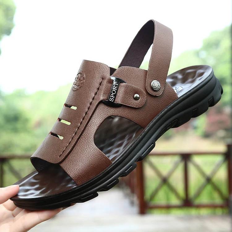 Eyuye Men Leather Sandals Summer Classic Men Shoes Slippers Soft Sandals Men Roman Comfortable Outdoor Walking Footwear2024