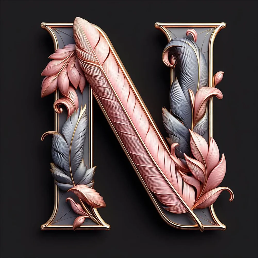 Diamond Painting - Full Round Drill - Feather Alphabet(Canvas|30*30cm)