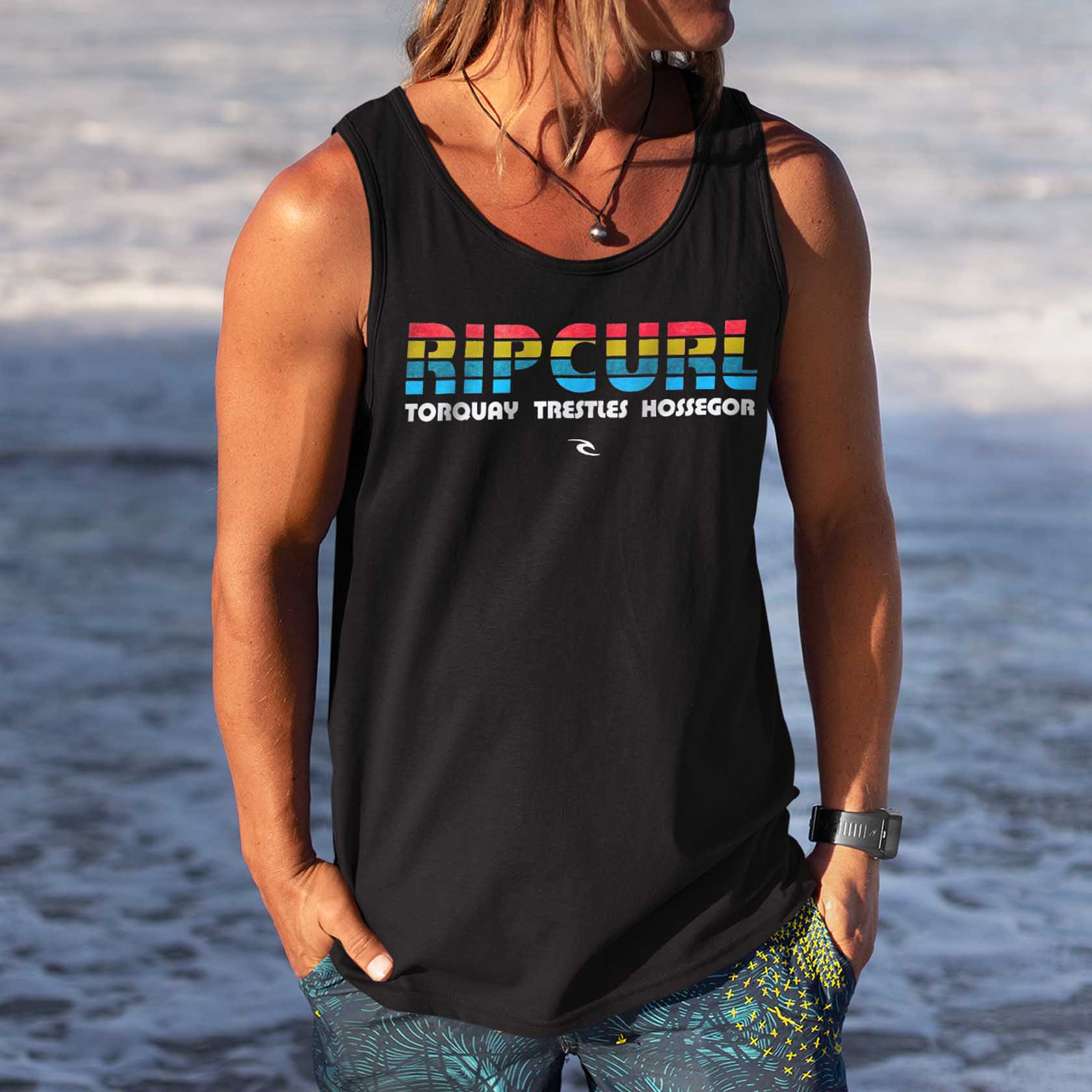 Unisex Rip Curl Surf Hawaii Beach Vacation Print Casual Tank Top / [blueesa] /