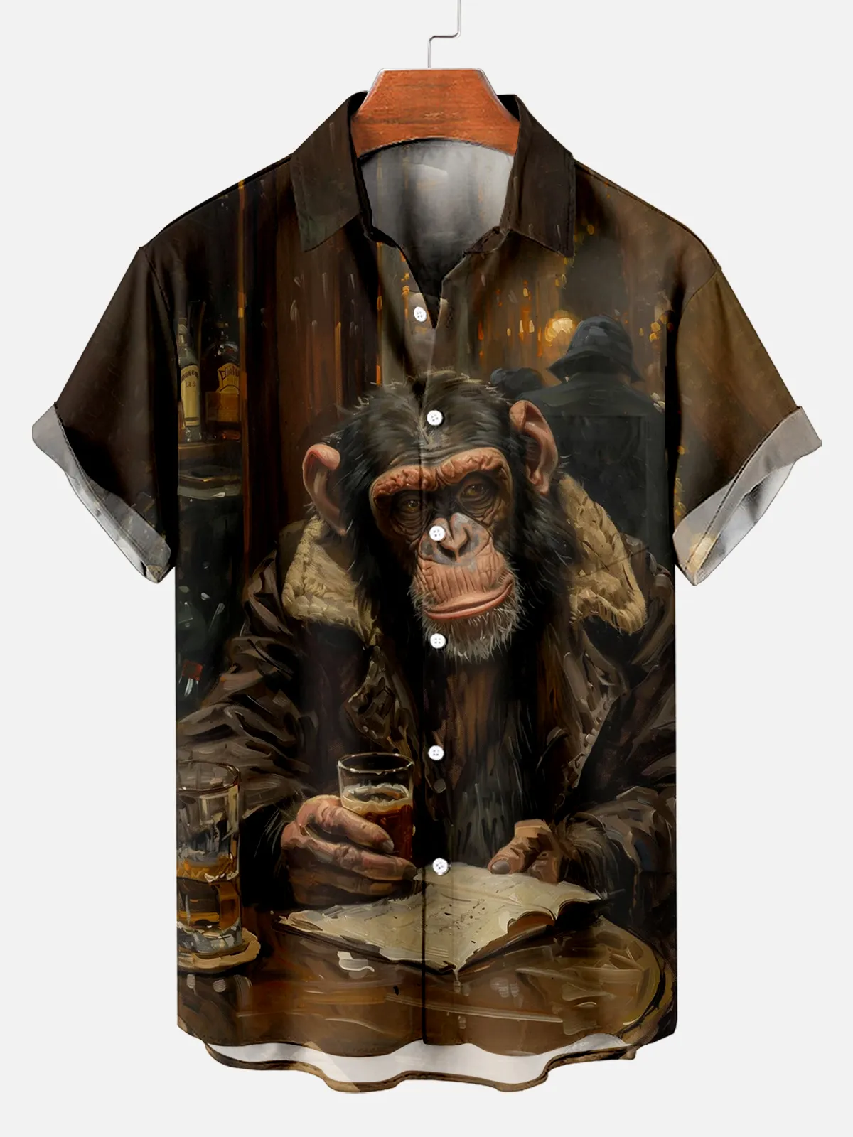 Mens Comfy Monkey Bar Print Shirt PLUSCLOTHESMAN