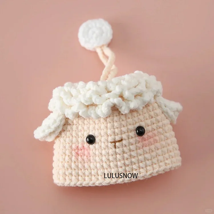 Lulusnow Handmade Pink Sheep Crochet Key Chain Bag Accessories