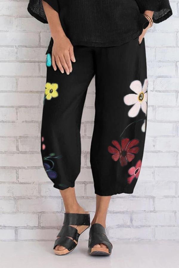 printed linen pants
