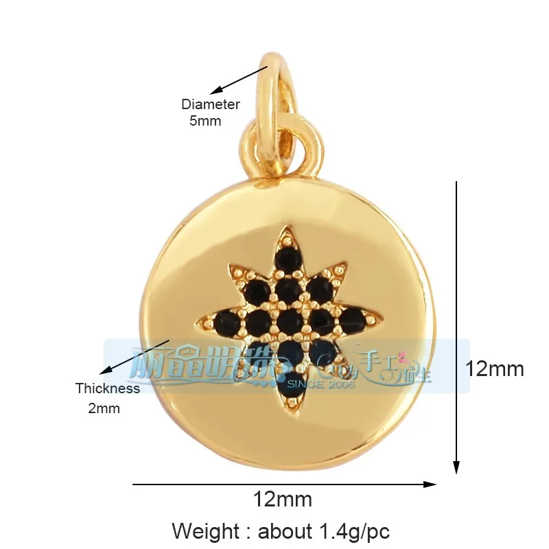 1 Piece 12 * 23mm 15*15mm 5*12mm Hole 5~5.9mm Half 925 Silver Zircon Sun Moon Pendant Jewelry Accessories