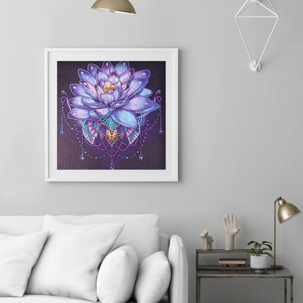 Diamond Painting - Special Shaped Drill - Purple Lotus(30*30cm)