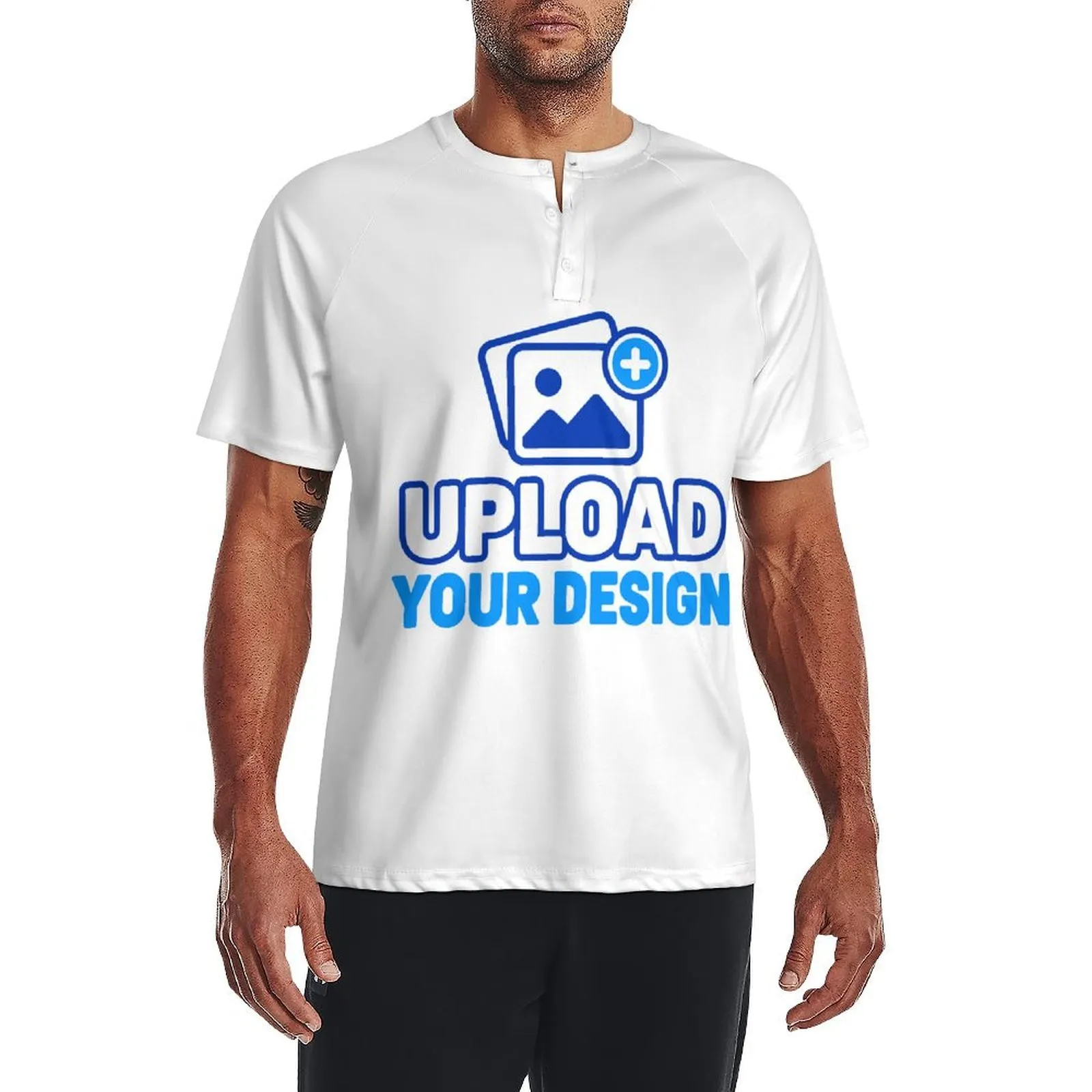 Men's Three-Button Short Sleeve Top custom product view 8