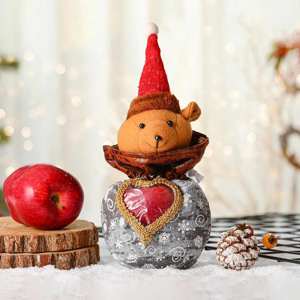 New Christmas creative linen apple bag gift bag ornaments
