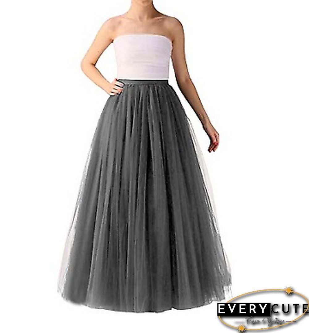 Plus Size Hot Pink 5 Layers Tulle Skirt Summer Maxi Skirts Tutu Pleated Skirtnew