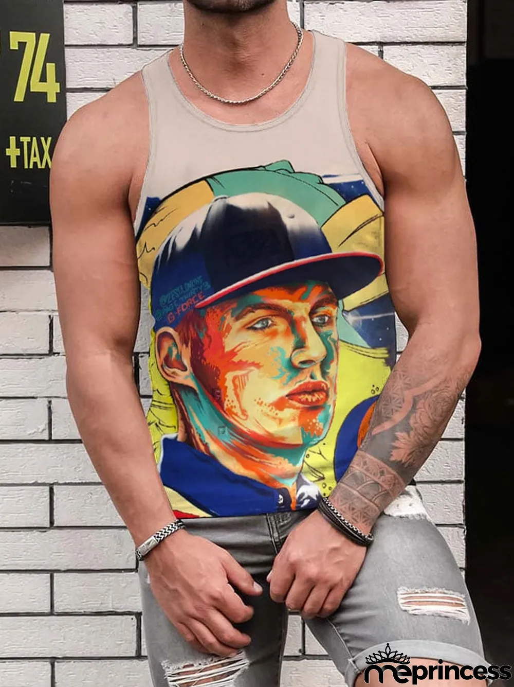 Men's Racing Driver Print Tank Top