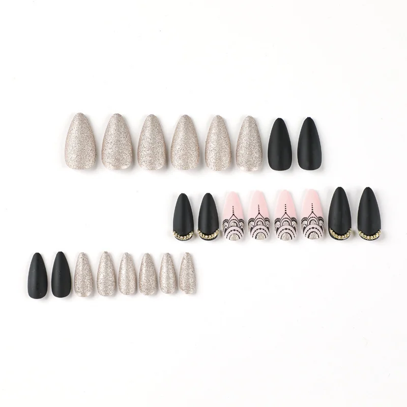 Churchf And White Simple Nail Wear Nail Nail Patch Geometric Nail Patch False Nail