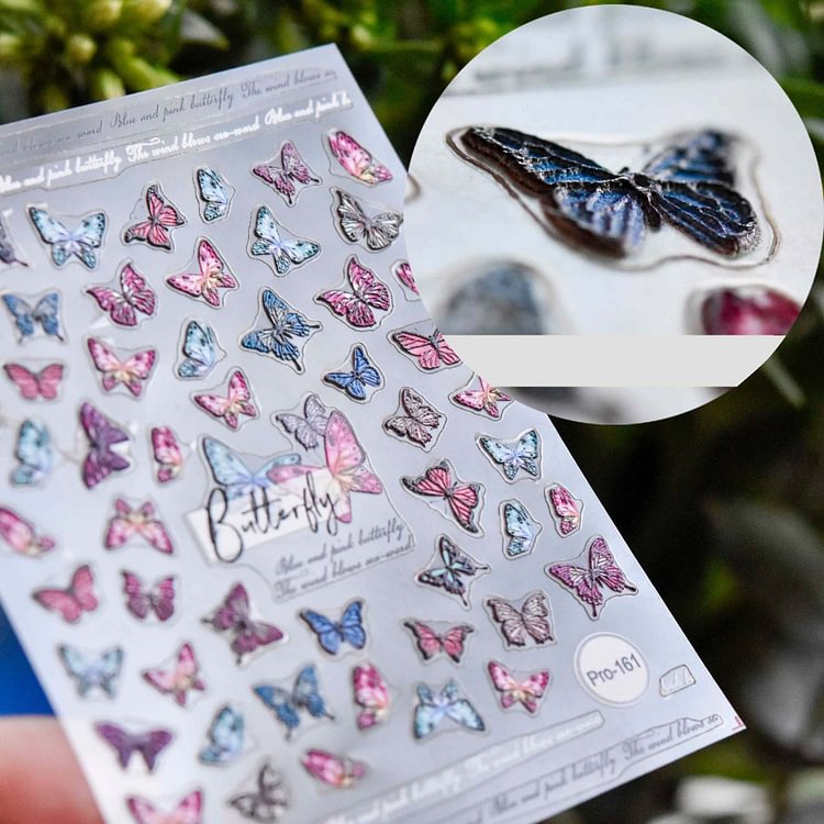 1pc 3D Desgin Nail Slide Decals Butterfly Pattern Acrylic Engraved Nail Sticker Winter Sweater