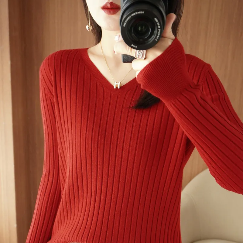 Churchf Churchf Sweater Female 2023 Spring And Autumn Knit Bottom Shirt Fashion Slim Long Sleeve Skin-Friendly Soft Bottom Top