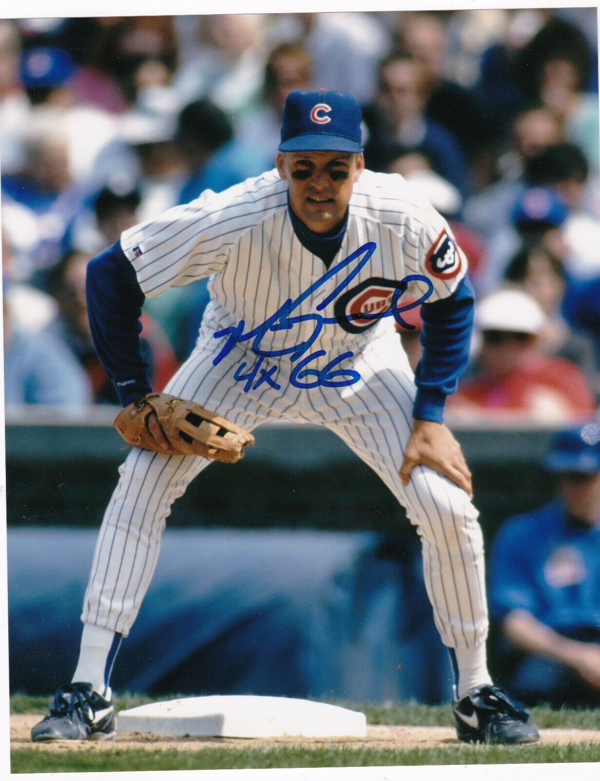 MARK GRACE CHICAGO CUBS 4 X GOLD GLOVE ACTION SIGNED 8x10