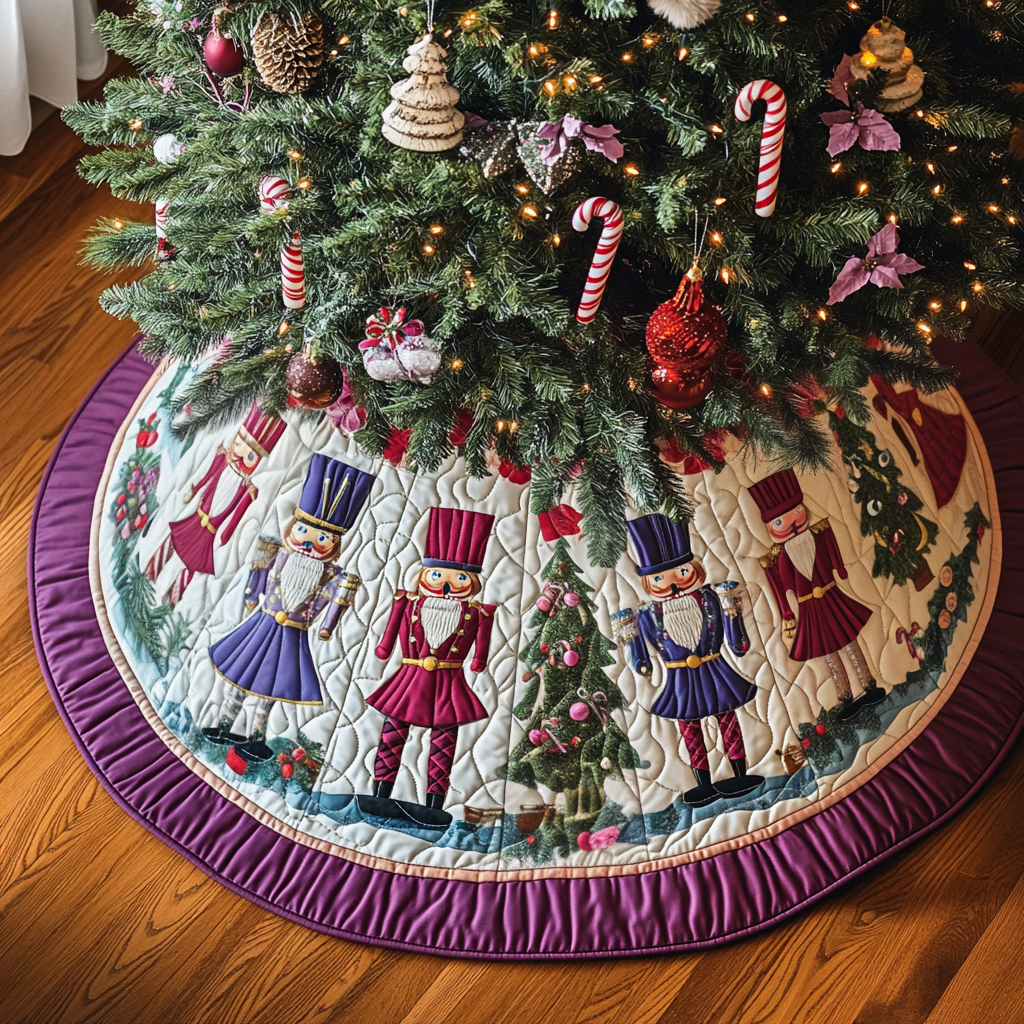 Merry Nutcrackers Quilted Christmas Tree Skirt NCU0VH613