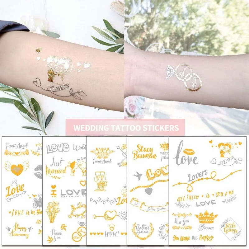 European and American wedding tattoo stickers bride wedding single bridesmaid party hot gold and silver team bride stickers