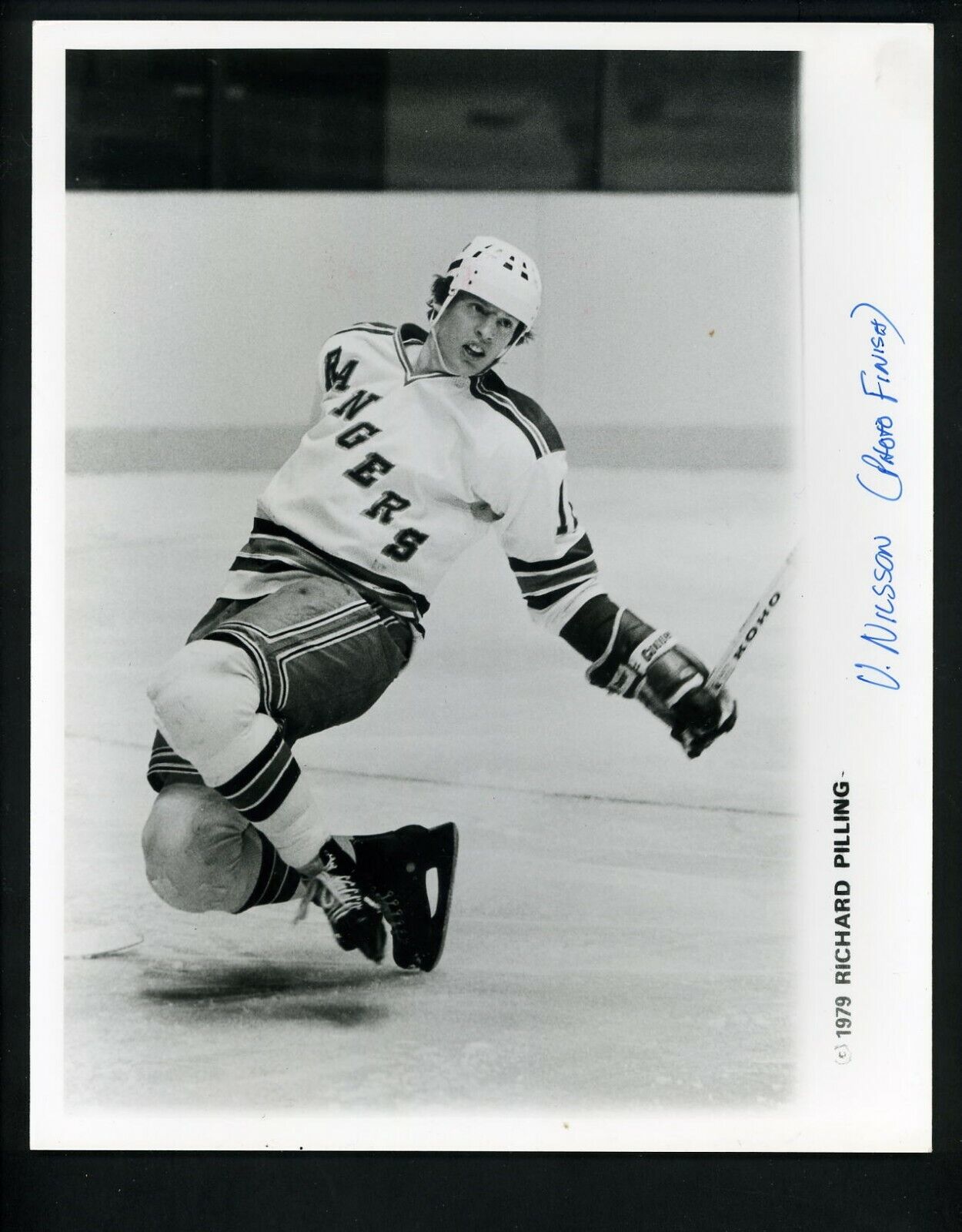 Ulf Nilsson in action 1979 Press Original Photo Poster painting New York Rangers