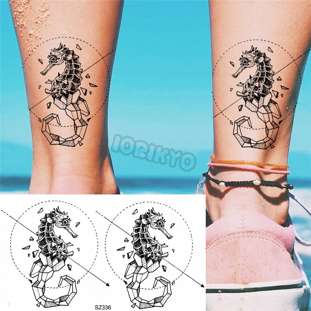 Minimalist Polar Bear Small Temporary Tattoos For Women Men Realistic Dandelion Hummingbird Fake Tattoo Sticker Forearm Tatoos