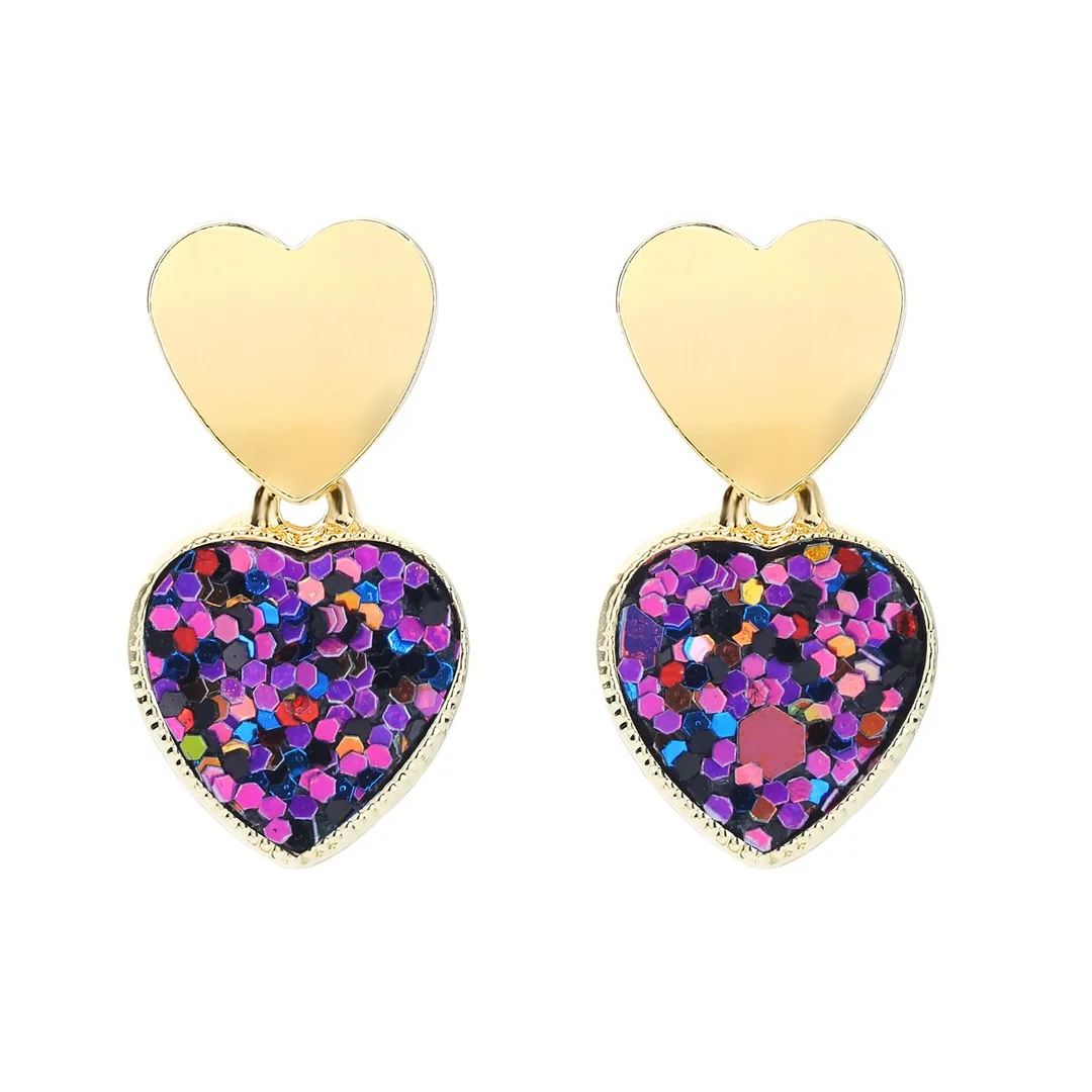 Dvacaman 2022 Valentine's Day Heart-Shaped Rhinestone Earrings For Women Shiny Statement Wedding Party Gift Crystal Drop Jewelry