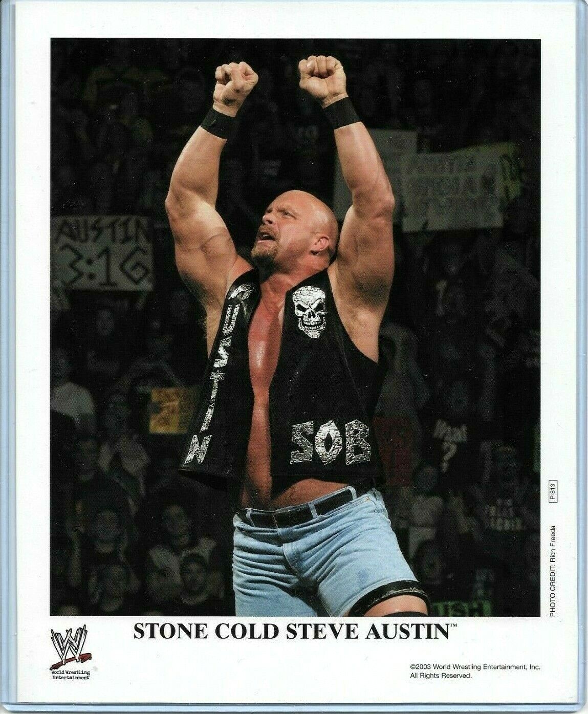 WWE STONE COLD P-813 OFFICIAL LICENSED AUTHENTIC ORIGINAL 8X10 PROMO Photo Poster painting RARE