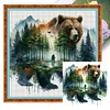 Watercolor Forest Bear-11CT Stamped Cross Stitch 50*50cm/19.69*19.69in