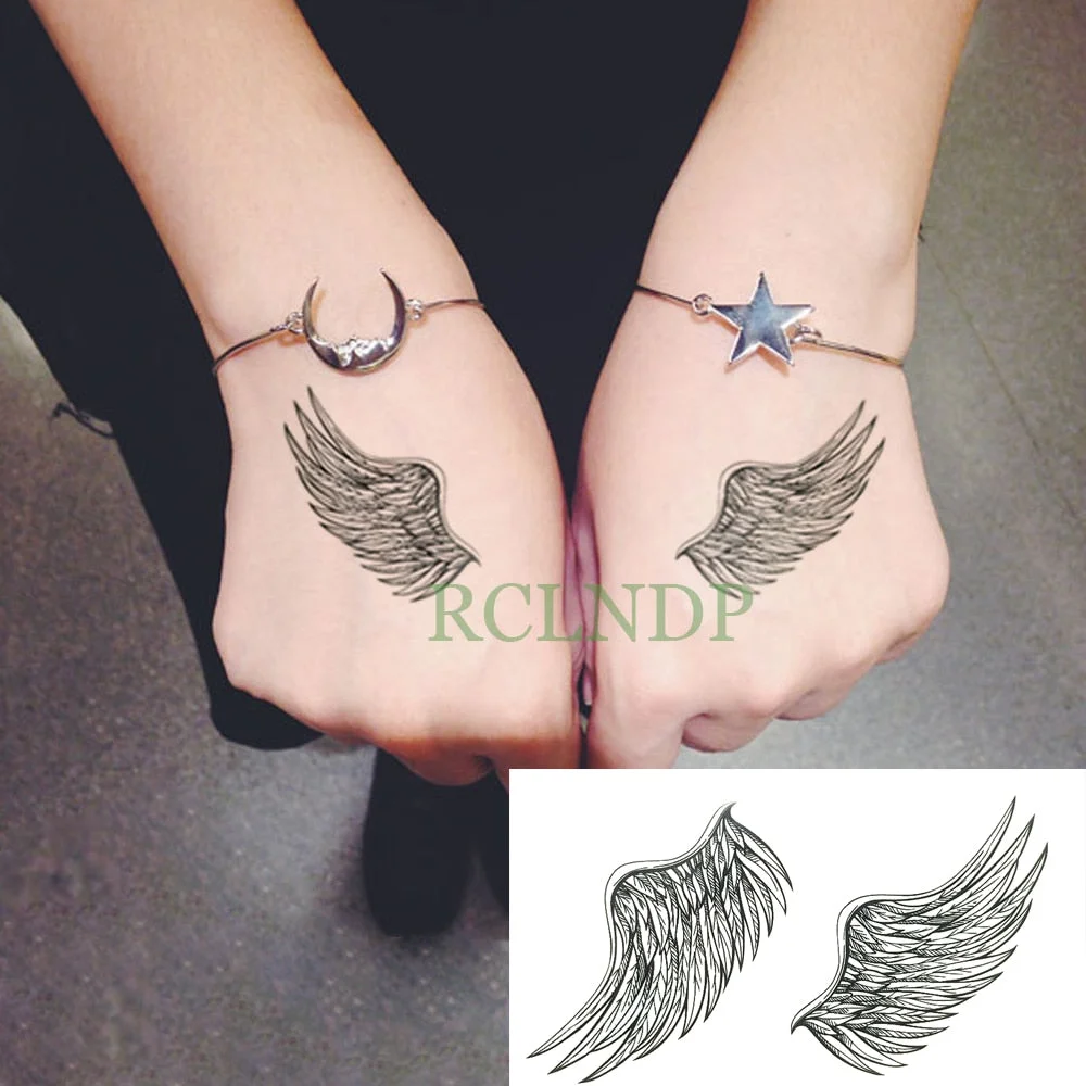 Waterproof Temporary Tattoo Stickers Feather Wings fake Tatto Flash Tatoo Tatouage Hand Back Foot for Girl Women Men