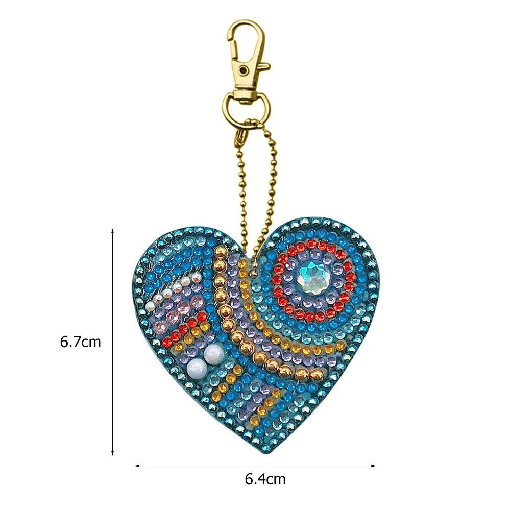 5pcs DIY Full Special Shaped Love Heart Diamond Painting Keychain Pendant